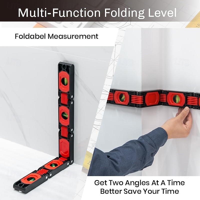 Foldable Multi-Angle Measuring Tool, Magnetic Level Ruler for Woodworking, Precise 45 90 Vertical Measurements, Compact & Space-Saving Design4