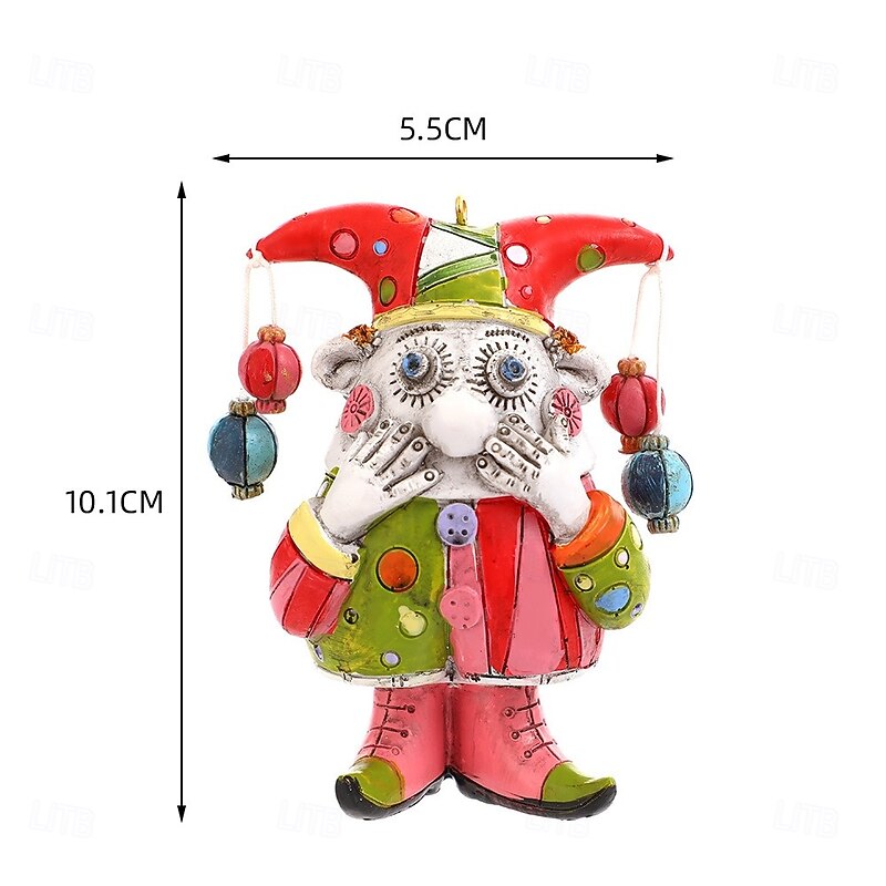 Halloween Clown Resin Figurine, Funny Face-Covering Clown Hanging and Desktop Ornament, Creative Cartoon Resin Decoration for Home and Living Room3