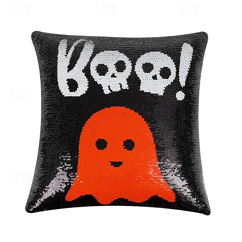 1 pcs Halloween Ghost Toss Pillow Cover, Halloween Square Traditional Classic4