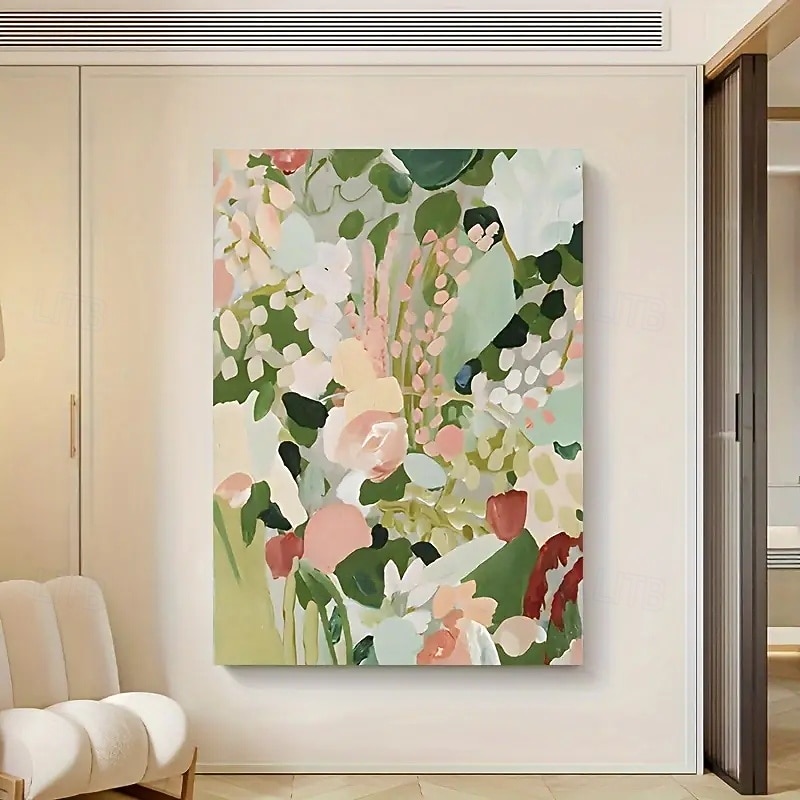 One Piece Frameless Abstract Floral Canvas Wall Art Modern Botanical Painting Poster Suitable For Living Room And Bedroom Decoration Mixed Colors No Power Required2