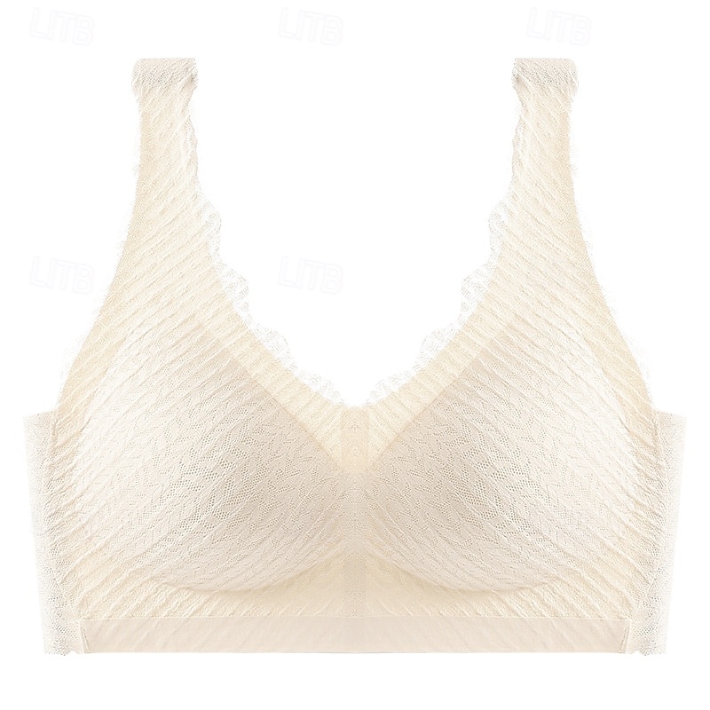 Women's Lace Lingerie Bra RacerbackNightwearNylon Casual Daily Solid Colored Black Champagne Yellow Red Blue Spring & Summer3