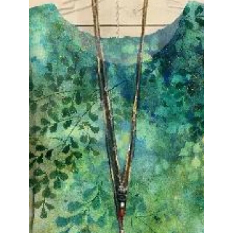 Women's Shirt Leaf Leaves Stylish 3/4 Length Sleeve Crew Neck Regular Tops Daily Holiday Print Blue Green Summer2