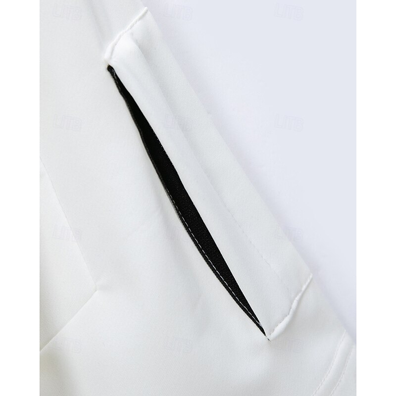 Men's Quarter Zip Polo Golf Shirt Work Casual Quarter Zip Short Sleeve Basic Modern Plain Zipper Summer Regular Fit Black White Pink Navy Blue Sky Blue Khaki Quarter Zip Polo3