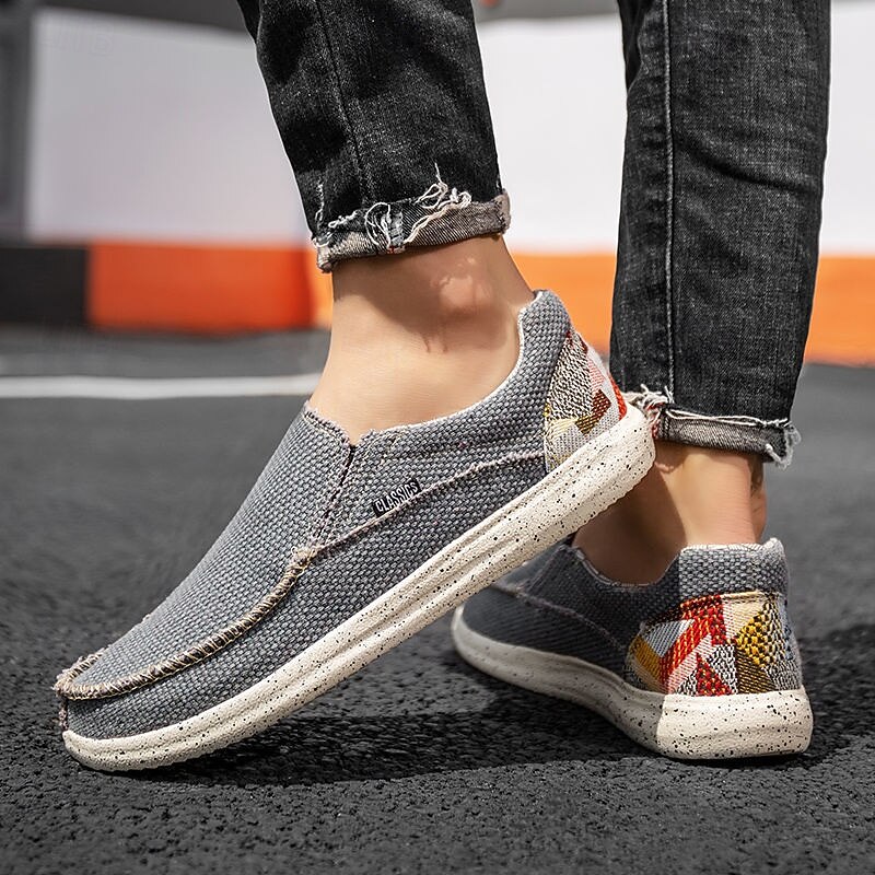 Men's Blue Woven Slip-On Shoes Textured Fabric Upper with Soft Outsole Comfortable for Everyday Wear Driving and Laid-Back Summer Style3