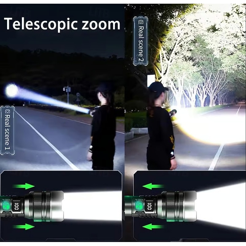 Rechargeable Flashlights High Lumens, Super Bright Flash Light, 3 Modes Zoomable Linternas with LCD Digital Display, Powerful Handheld LED Flashlights for Emergencies Camping4