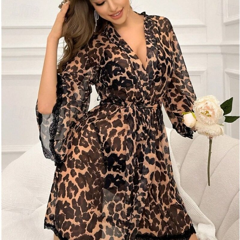 Women's Chemises & Gowns Sexy Bodies Sexy Lingerie Set PrintNightwearPolyester Date Club Valentine Solid Colored Sweet Yellow Spring & Summer Fall & Winter4