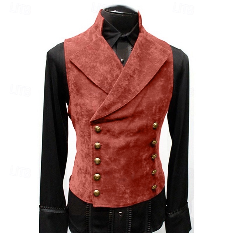 Retro Vintage Medieval Vest Prince Nobleman Fancy Dress Men's Pirate Fantasy Masquerade Party / Evening Adults' Vest4
