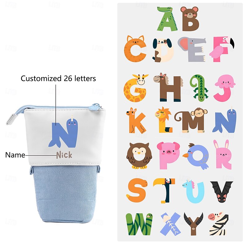 Personalized Pencil Case with Custom Name, Back to School Gift for Kids, Fun Letter Design Stationery Pouch, Unique School Supplies Organizer2