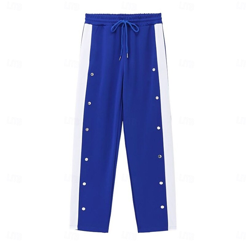 Men's Sweatpants Wide Leg Sweatpants Joggers Trousers Track Pants Drawstring Elastic Waist Side Button Plain Comfort Breathable Full Length Outdoor Daily Going out Vacation Fashion Black White3