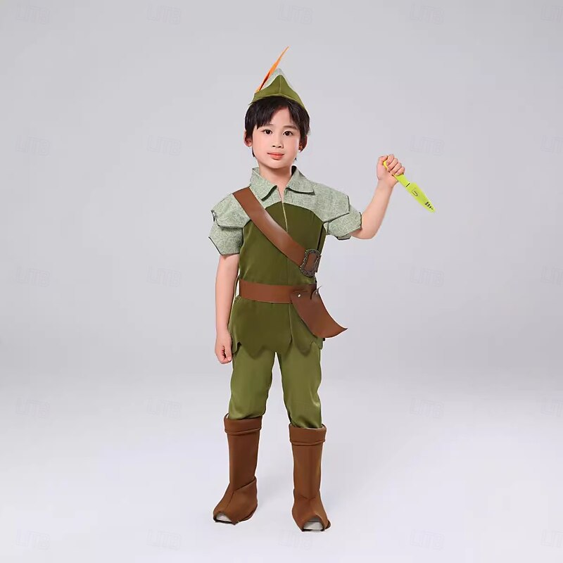 Elf Halloween Outfits Costume Fairy Tail Peter Pan & Wendy Storybook Characters Kid's Boys' Halloween Carnival World Book Day Performance Educational Dress Up School Event Dress Up Easy Halloween4