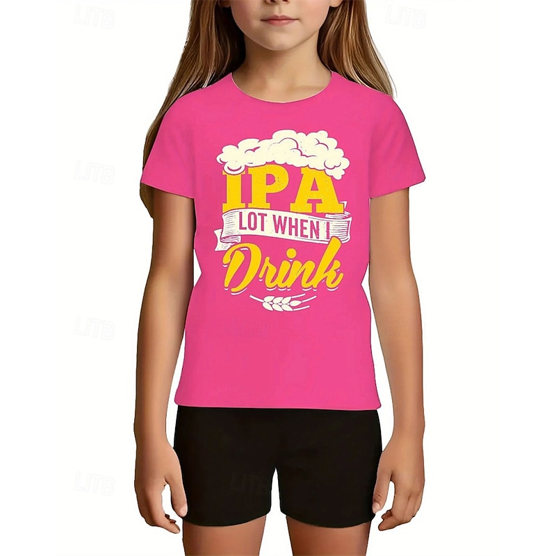 Girls' 3D Graphic T shirt Tee Short Sleeve Summer Spring Fashion Basic Kids 4-12 Years Crew Neck Outdoor Casual Daily Regular Fit