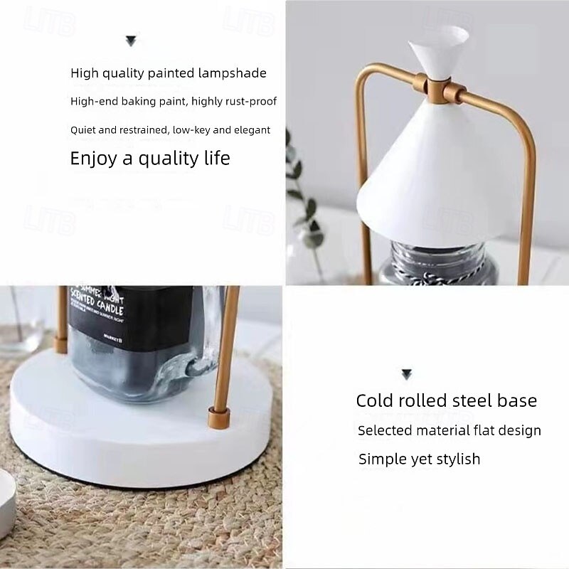 Retro Aromatherapy Candle Lamp, Dimmable Bedside Table Lamp, Black, Modern Style, LED Bulbs, 110V, 35W, Smoke-Free, Indoor Use4