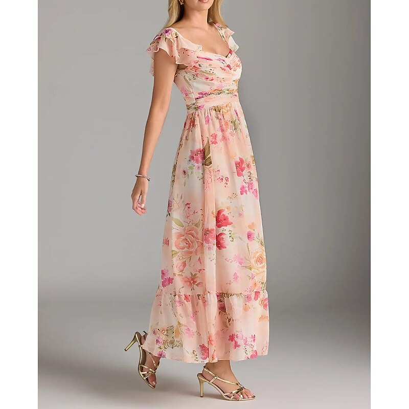 A-Line Bridesmaid Dress V Neck Sleeveless Elegant Ankle Length Chiffon with Pleats / Ruffles / Ruching4