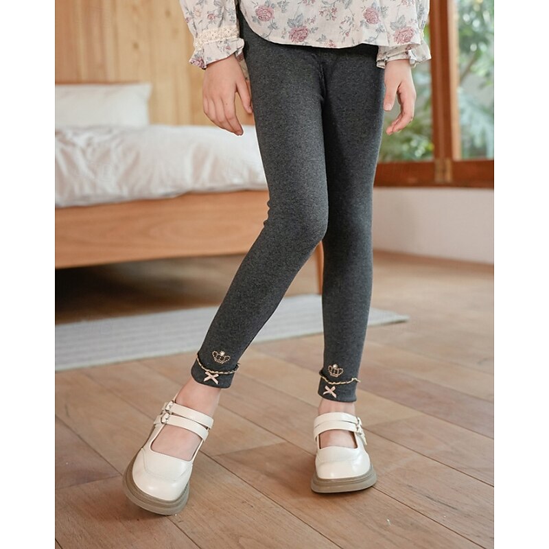 Kids Girls' Leggings Solid Color Streetwear Outdoor 4-12 Years Fall Black White Pink4