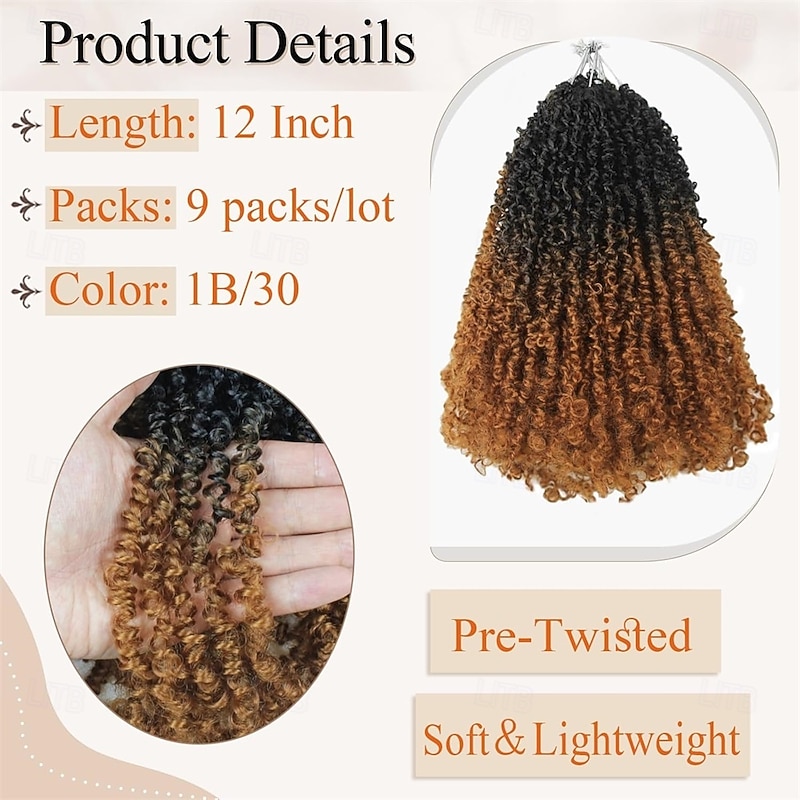 Crochet Hair 12 Inch 9 Packs Pre Looped Mini Twist Yankee Twist Micro Yaki Twist Synthetic Curly Crochet Hair Extensions For Black Women2