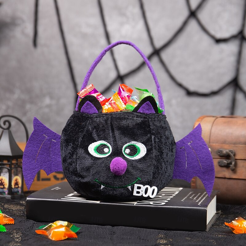 Personalized Name Halloween Pumpkin Treat Bag for Kids Custom Candy Tote Bag Basket for Trick or Treat, Magical Candy Tote with Embroidered Name, Large Capacity Non-Woven Sack for Halloween Party and Gifts4