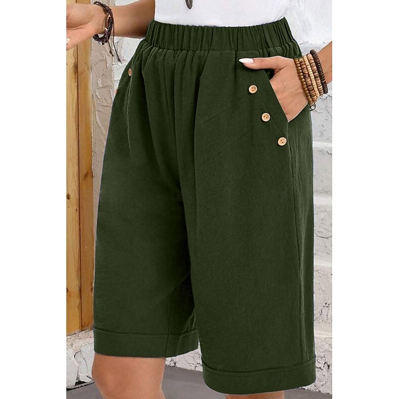 Women's Chinos Shorts Fashion Basic Casual Short High Waist Plain Pocket Drawstring Comfort Outdoor Micro-elastic Vacation Street Daily Grey Yellow Navy Blue Sky Blue Summer Spring Loose Fit2