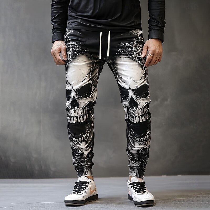 Men's Skull Skeleton Sweatpants Joggers Workout Pants Drawstring Elastic Waist Casual Dailywear Running Jogging Athletic Sweatpants with Pockets Spring Fall Winter 3D Print Black