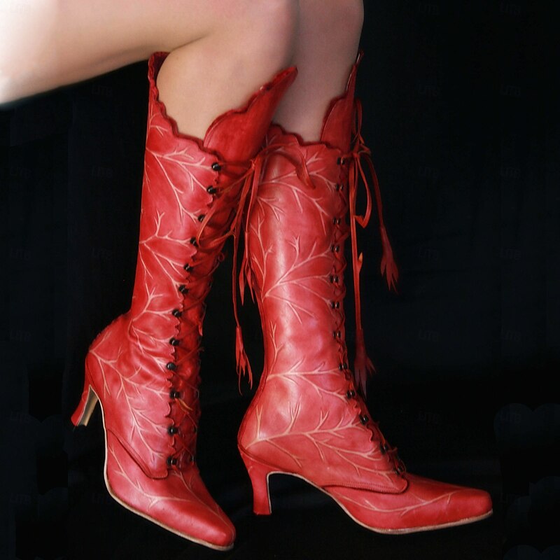 Vintage Medieval Renaissance Shoes Knee High Boots Flat Jazz Boots Fairy Ranger Elven Fancy Dress Women's Celtic Pirate Fantasy Halloween Carnival Masquerade Casual Daily LARP Ren Faire Adults' Shoes4