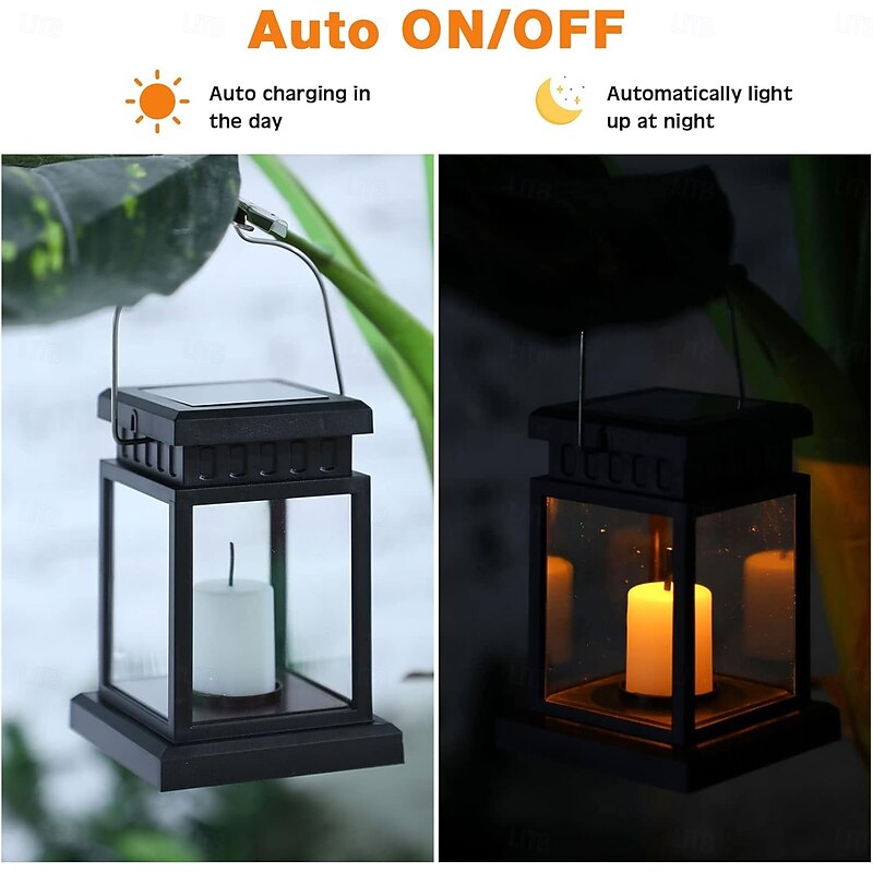Solar Lanterns Outdoor Waterproof Garden Hanging Flickering Flameless LED Candle Lighting Solar Powered Lights for Decorative Yard Table Patio Umbrella4