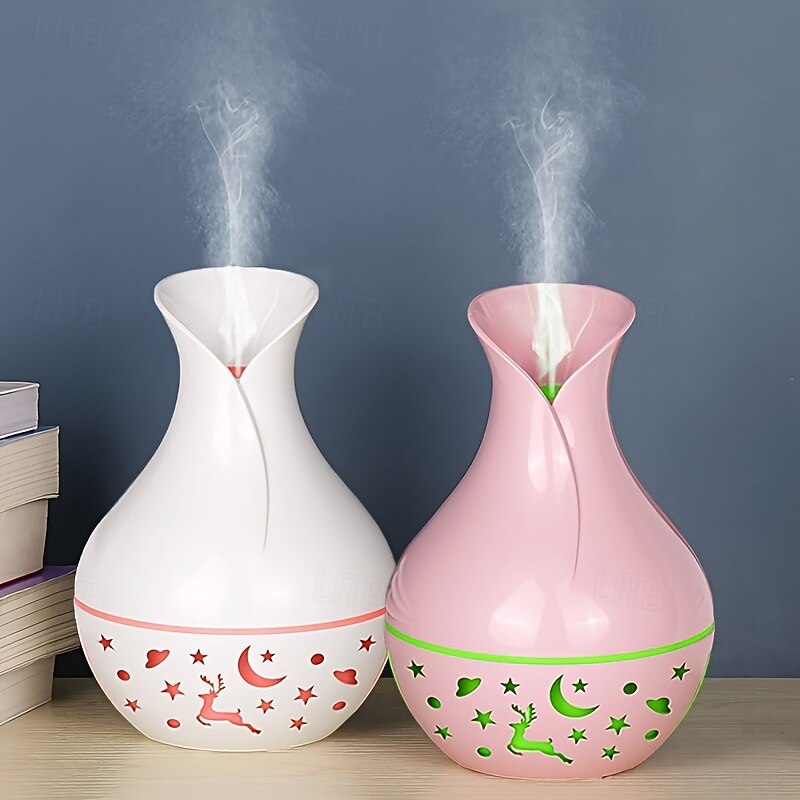 1pc USB Portable Humidifier with Essential Oil Diffuser  Quiet Operation Auto Shut-Off 7 Color Lights Nightlight for Home & Office Use - Plastic Material - Main Image