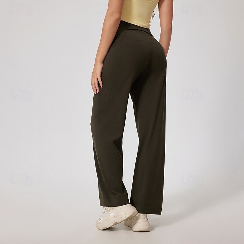 Women's fitness pants sport pants Yoga Leggings Lightweight Pilates Running Fitness Pants Solid Color Light Brown Black White Fall Winter Sports Activewear Micro-elastic3