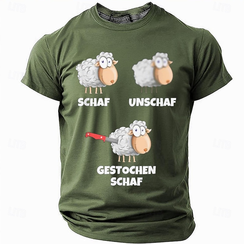 Men's Animal Funny Slang German T Shirt Short Sleeve T shirt 3D Print Crew Neck Shirt Fashion Daily Basic Street Casual Daily Black Blue Green Summer Spring All Seasons Clothing Apparel S M L XL XXL2