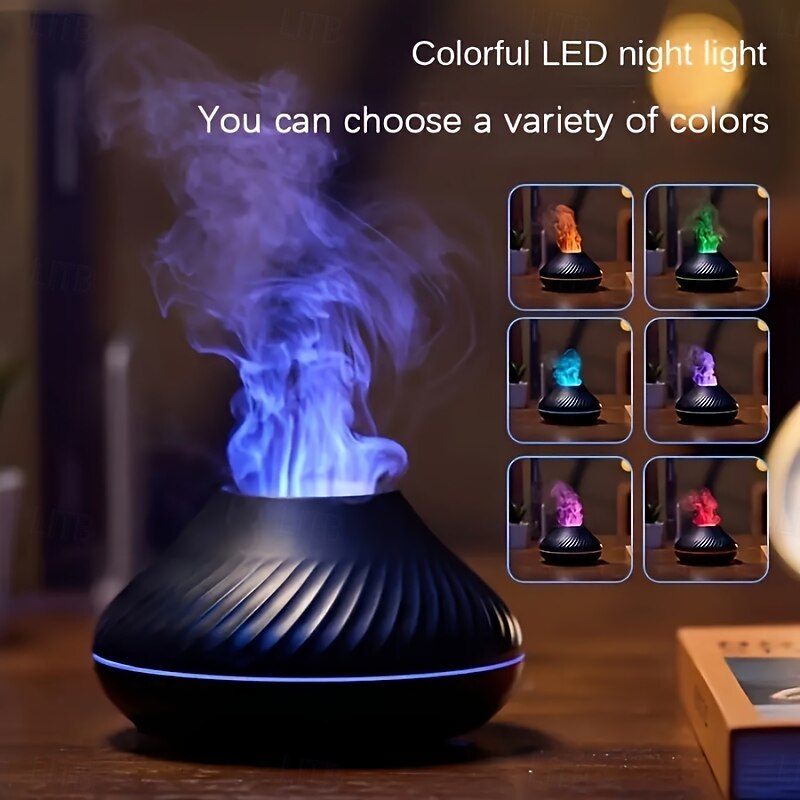 New Flame Light Aromatherapy Humidifier Ultrasonic Spray Fragrance Replenishment Expansion Fragrance Machine Essential Oil Humidifier Aromatherapy Machine Candle 7-color Atmosphere Light3
