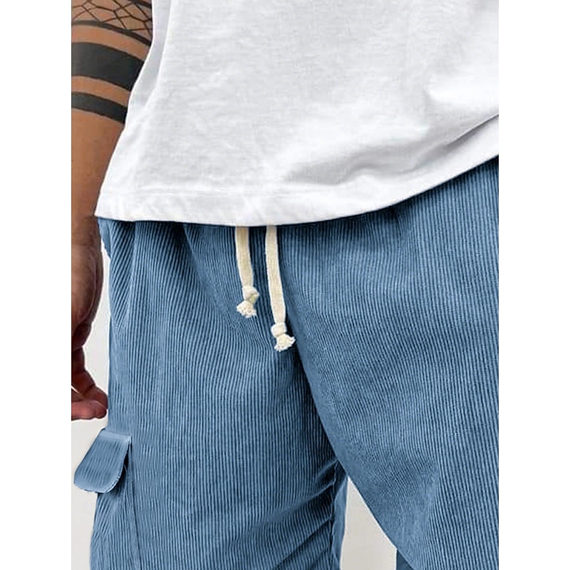Men's Cargo Shorts Sweat Shorts Shorts Bermuda shorts Corduroy Shorts Drawstring Elastic Waist Multi Pocket Plain Comfort Sports Knee Length Outdoor Daily Running Classic Style Athleisure Black Pink2