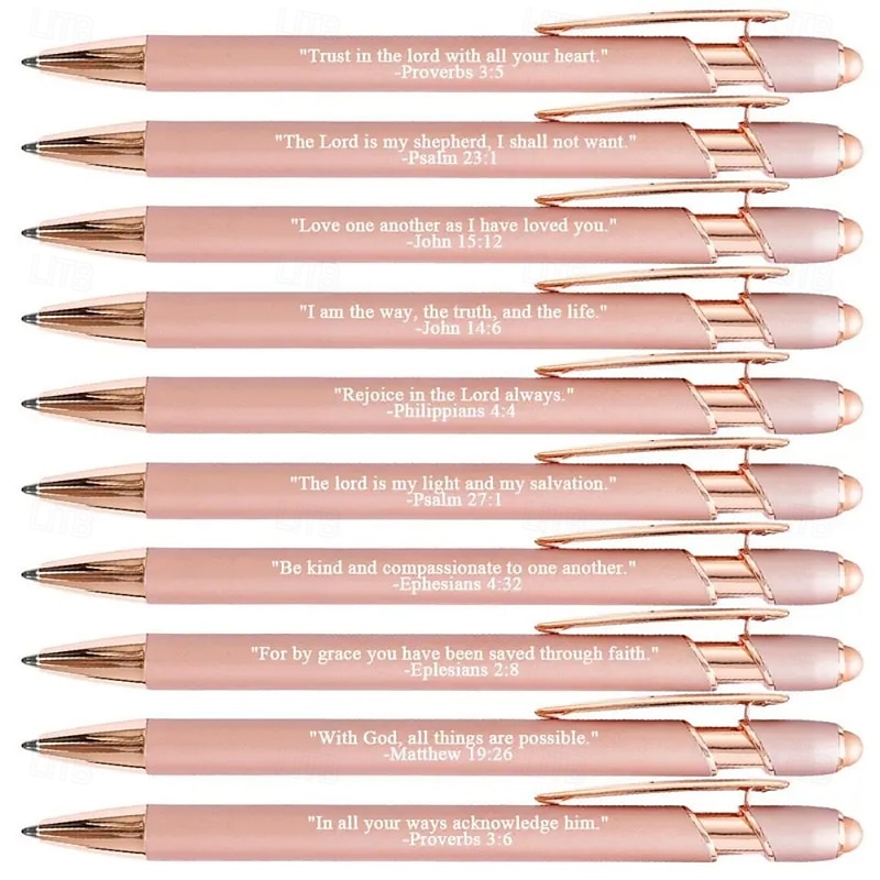 10pcs Bible Verse Ballpoint Pen Set  with Stylus Tip, Retractable Smooth Ink Pens, Inspirational Christian Scripture Gifts for Bible Study, Graduates