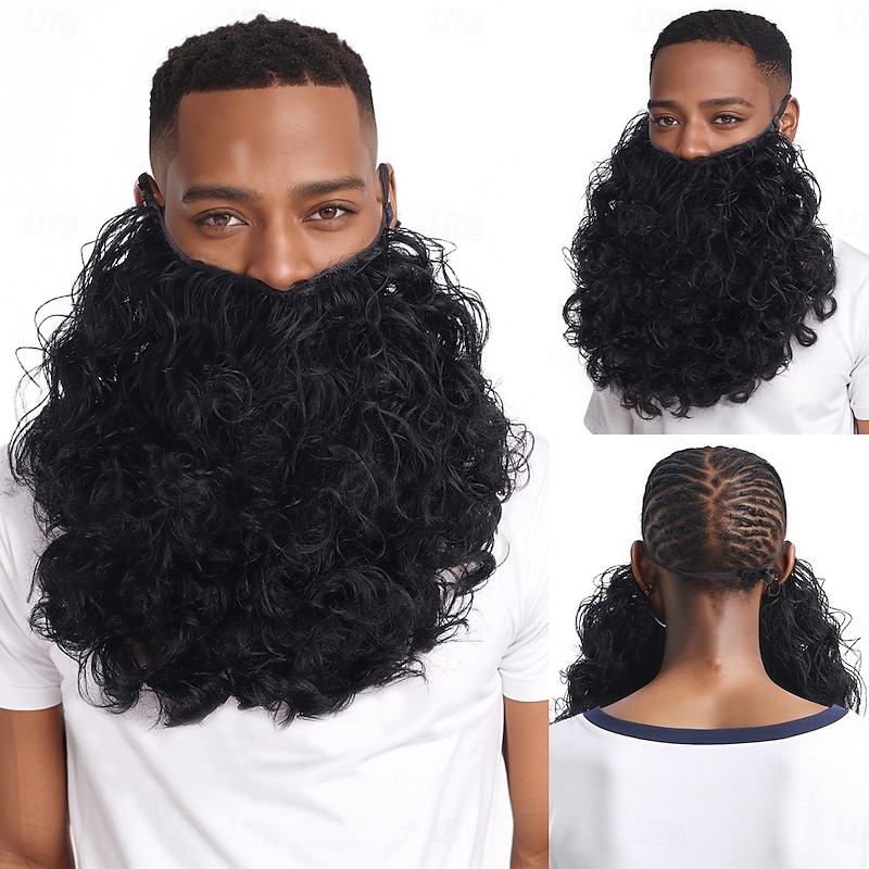 Synthetic Wig Wavy Curly Weave Asymmetrical Neat Bang Machine Made Wig 16 inch A1 Synthetic Hair Men's Classic Comfortable Color Gradient Multi-color