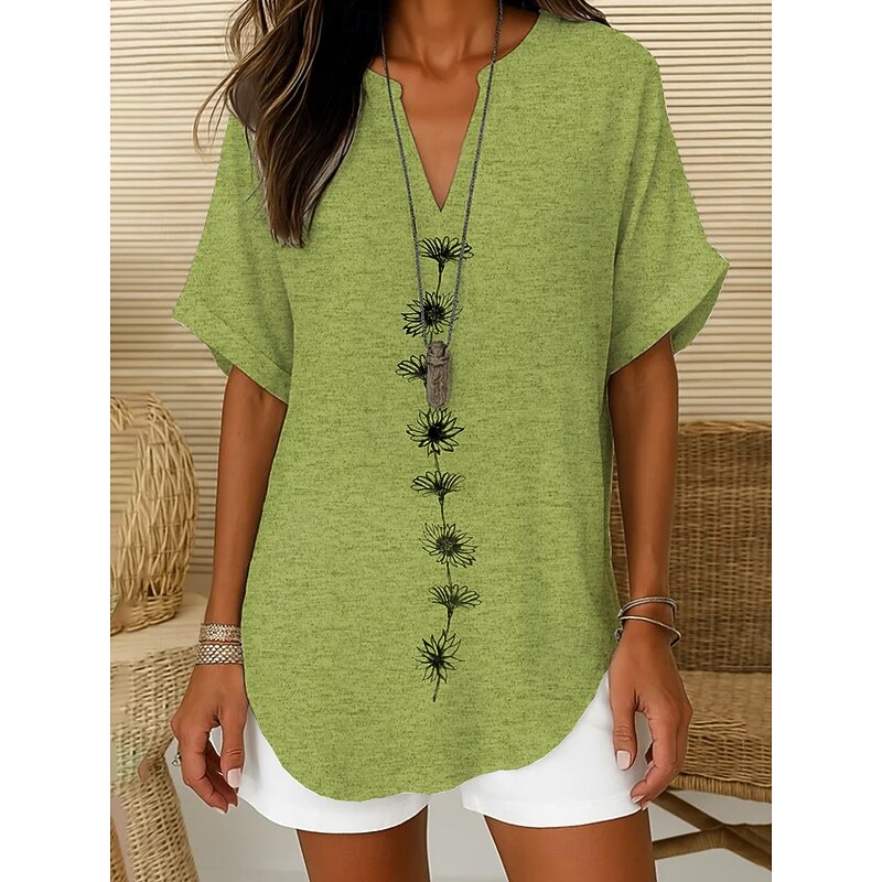 Women's Boho Shirt Floral Graphic Elegant Tropical Daily Sleeveless Short Sleeve Regular Tops Daily Holiday Beach Wear Black White Red Blue Green Summer Spring2