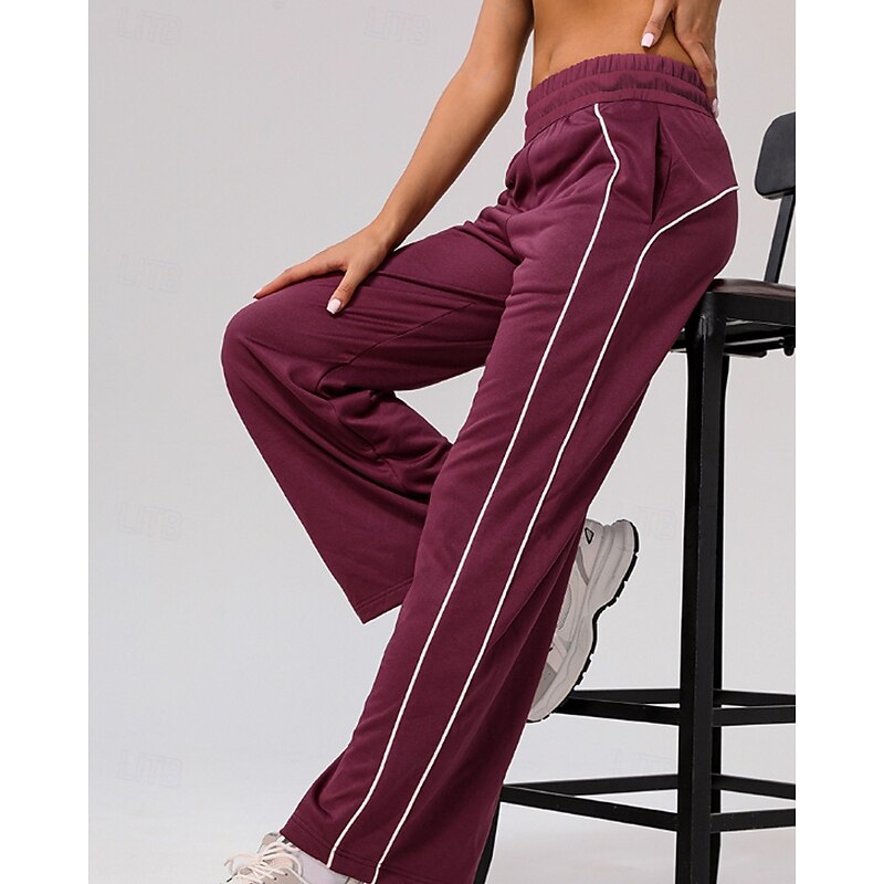Women's Joggers Sweatpants Running Pants Patchwork Pocket Pants / Trousers Outdoor Sports & Outdoor Casual Tennis Golf Running Regular Fit Sportswear Activewear Stripes Black Pink Wine4