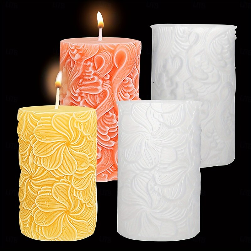 4-Piece Silicone Candle Mold Set - Create Unique Designs with Intricate Waves Delicate Roses Whimsical Windmill Flowers and Dainty Daisies - Perfect for Crafting Artistic Candles Soap2
