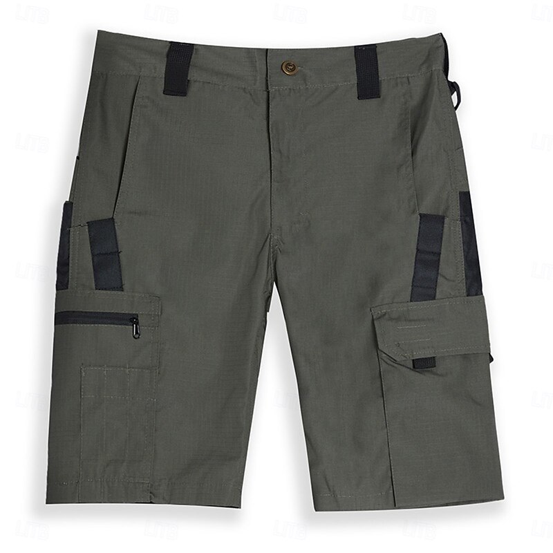 Men's Tactical Shorts Cargo Shorts Shorts Buttons Multi Pocket Color Block Comfort Wearable Knee Length Outdoor Casual Daily Vacation Fashion Black Green2