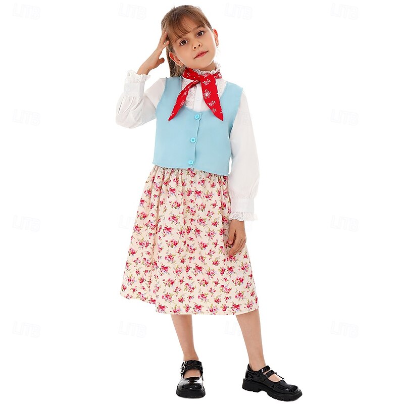 Prairie Girl Cosplay Costume Storybook Characters Movie Cosplay for Girls' Kid's World Book Day Performance Educational Dress Up School Event2