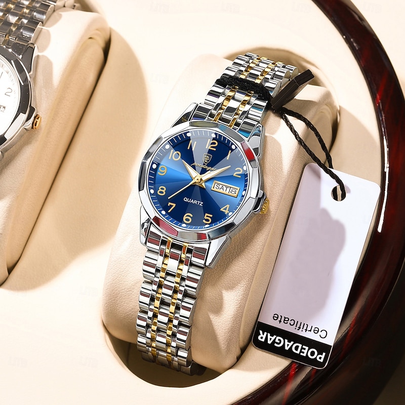 Luxury Ladies Wristwatch Waterproof Luminous Date Week Women Quartz Watch Stainless Steel Womens Watches4