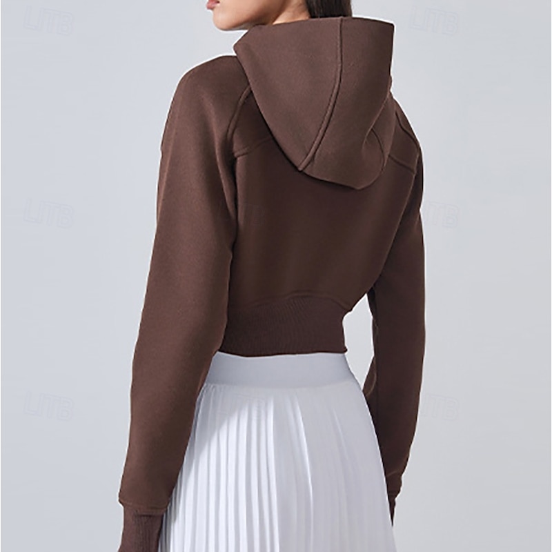 Women's Sport Jacket Warm Zipper Long Sleeve Sports Solid Color Jacket For Pilates Running Yoga Activewear3