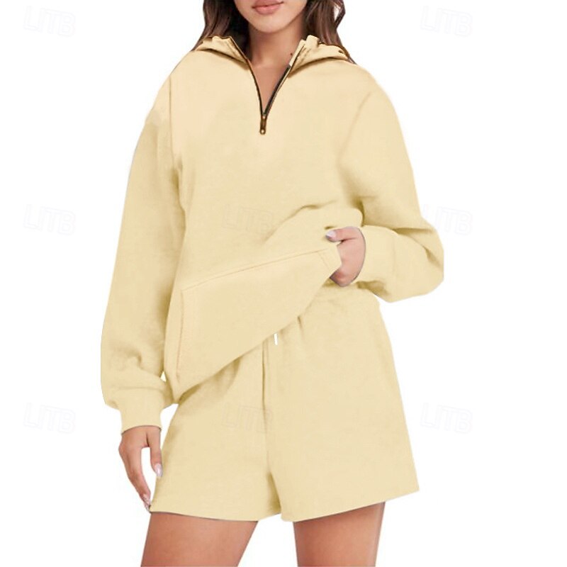 Women's Tracksuit Sweatsuit Activewear Set Pocket 2 Piece Solid Colored Clothing Suit Fall Black Light Grey Gym Workout Sports Thermal Warm Windproof Soft Long Sleeve Sport Activewear Micro-elastic2