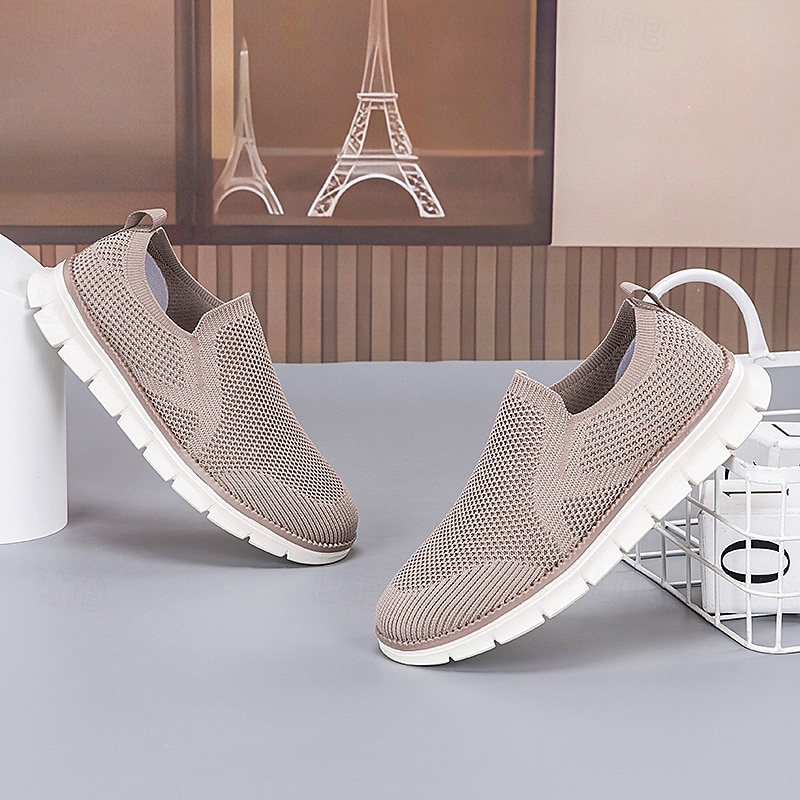 Men's Beige Faux Leather Mesh Slip-On Shoes – Lightweight and Breathable Comfort Shoes for Daily Wear, Travel and Relaxed Weekend Activities3