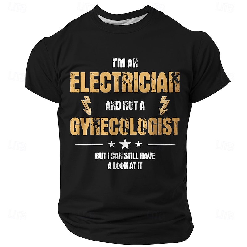 Men's Funny Electrician T-Shirt - 'Not A Gynecologist But I Can Look' Work Humor Graphic Tee