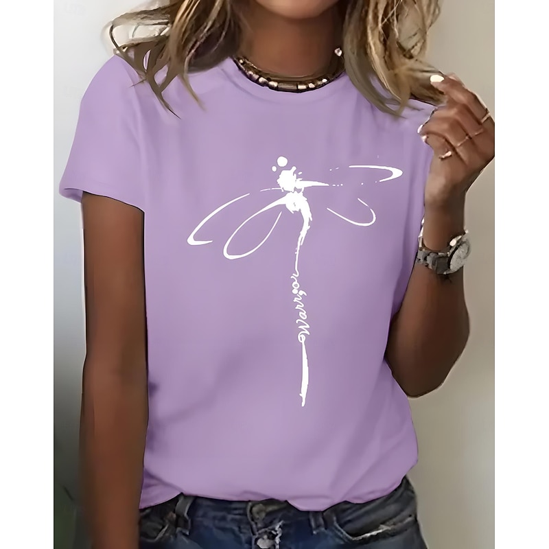 Women's T Shirt Graphic Animal Vintage Stylish Classic Short Sleeve Crew Neck Regular Tops Daily Weekend Print White Purple Light Grey Light Blue Summer Spring4