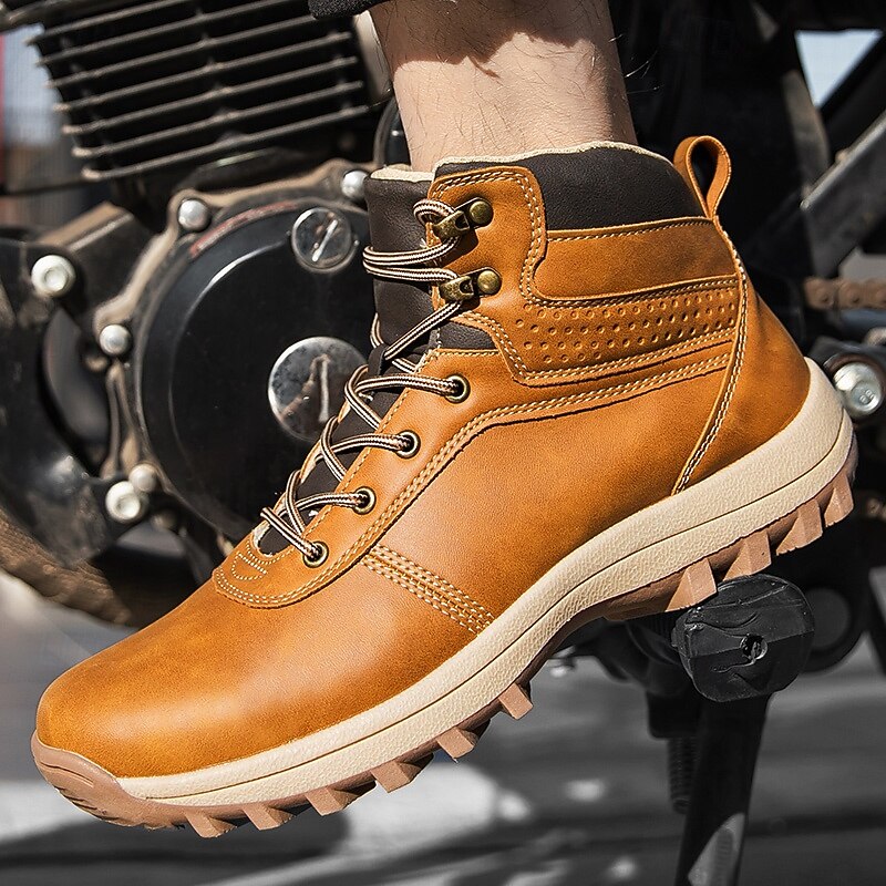 Men's Motorcycle-Style Brown Boots with Ankle Support and Rugged Grip Sole, Tough Outdoor Design for Riders, Weekend Trips and Urban Exploration4