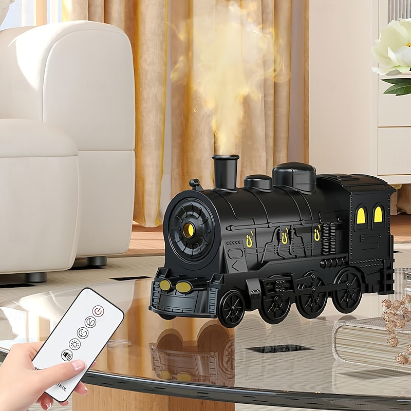 300ml Retro Vintage Steam Train Essential Oil Diffuser & Humidifier with Dual Mist Modes Remote Control Perfect for Bedroom & Home Office Decor Ideal Birthday Gift