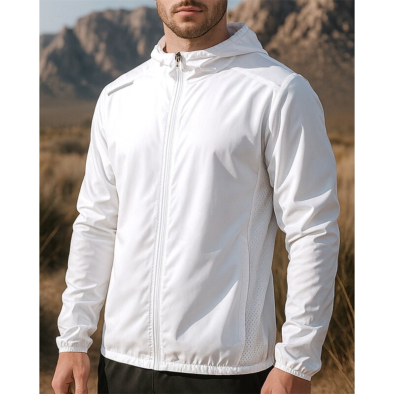 Men's Outdoor Jacket Hiking Jacket Raincoat Outdoor Waterproof Quick Dry Lightweight Breathable Hiking Outfits Hiking Clothes Spring Autumn / Fall Jacket Tennis Golf Running Solid Color Black White