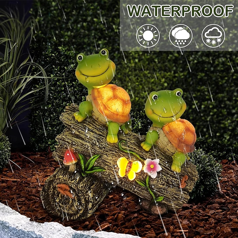 1 Pc Outdoor Waterproof Solar Turtle Climbing Tree Stump Statue Decorative Light Courtyard Garden Path Lawn Animal Landscape Light