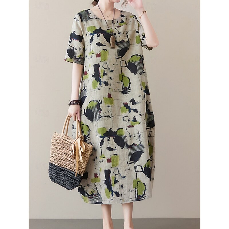 Women's Maxi Dress Summer Dress Casual Daily Regular Fit Graphic Short Sleeve Crew Neck Gray Summer2