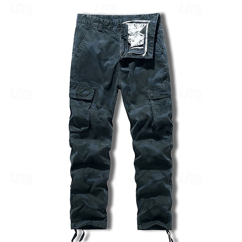 Men's Cargo Pants Hiking Pants Trousers Camo Outdoor Regular Fit Breathable Bottoms Pocket Dark Grey Army Green Cotton Camping / Hiking Running S M L XL XXL2
