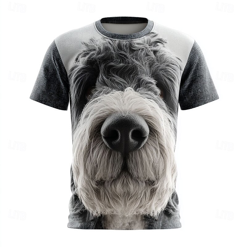 Men's Dog 3D Cartoon T Shirt Short Sleeve T shirt 3D Print Crew Neck Shirt Exaggerated Designer Party Street Casual Black Brown Gray Summer Spring All Seasons Clothing Apparel S M L XL XXL XXXL3