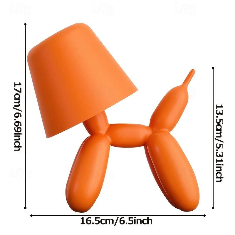 Creative Romantic Colorful Balloon Dog Table Lamp with Touch Switch Three-color Light Support for Dimmable Dimming 2000mAh Storage Battery Sausage Dog Atmosphere Light Holiday Hotel Party Valent4